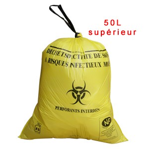 Sac plastique jaune 50L sup rieur pour D.A.S.R.I. Hemi Laboratoire